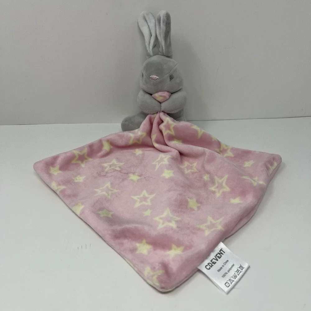 Crevent Bunny Rabbit Baby Lovey Gray Pink Security lovies 8